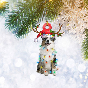 Australian Shepherd Christmas Reindeer Ornament, Dog Lover Gifts, Christmas Tree Ornament, Home Decor Plastic Ornament - Best gifts your whole family