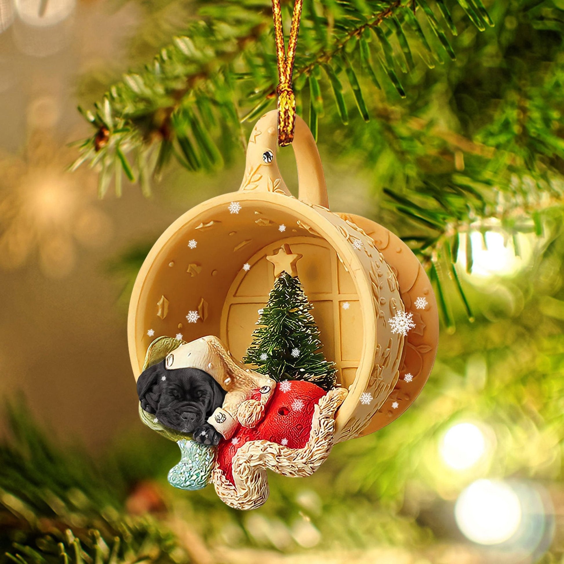 Godmerch Cane Corso Sleeping In A Tiny Cup Christmas Holiday-Two Sided Ornament - Best gifts your whole family