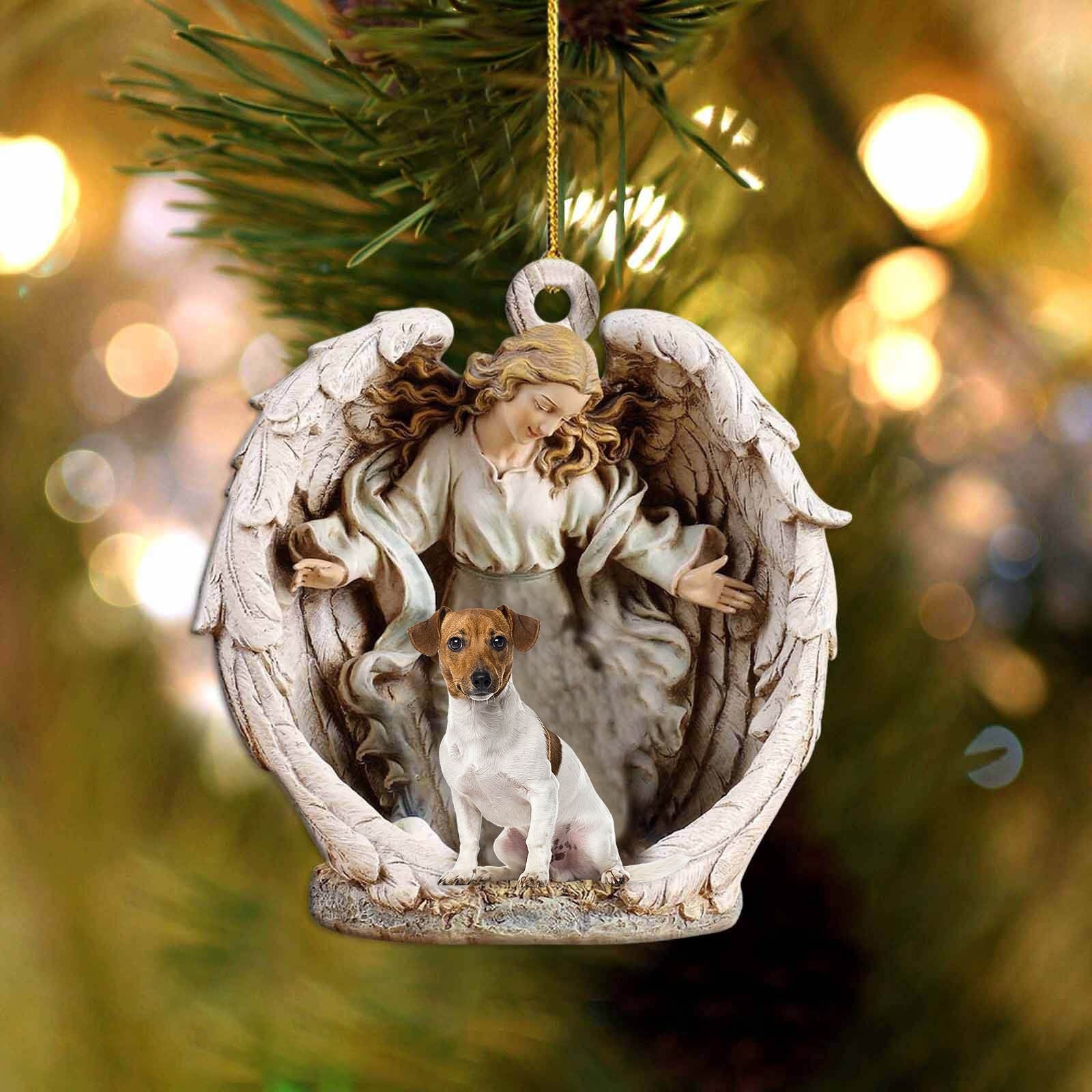 Jack Russell Terrier (8)-Angel Hug Winter Love Two Sided Ornament - Best gifts your whole family