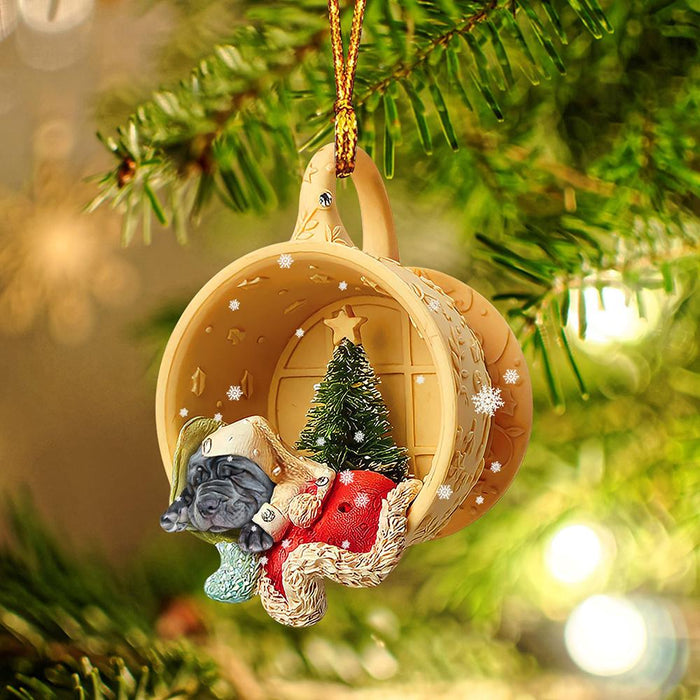 Godmerch Neapolitan Mastiff Sleeping In A Tiny Cup Christmas Holiday-Two Sided Ornament - Best gifts your whole family