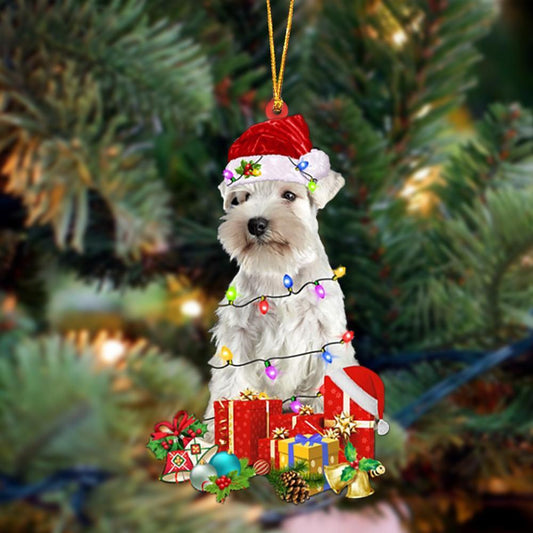 WHITE Miniature Schnauzer 5-Dog Be Christmas Tree Hanging Ornament - Best gifts your whole family