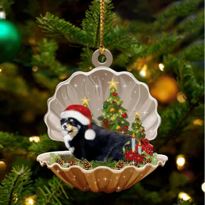 Cute Corgi Sleeping in Pearl Dog Christmas Ornament Flat Acrylic - Best gifts your whole family