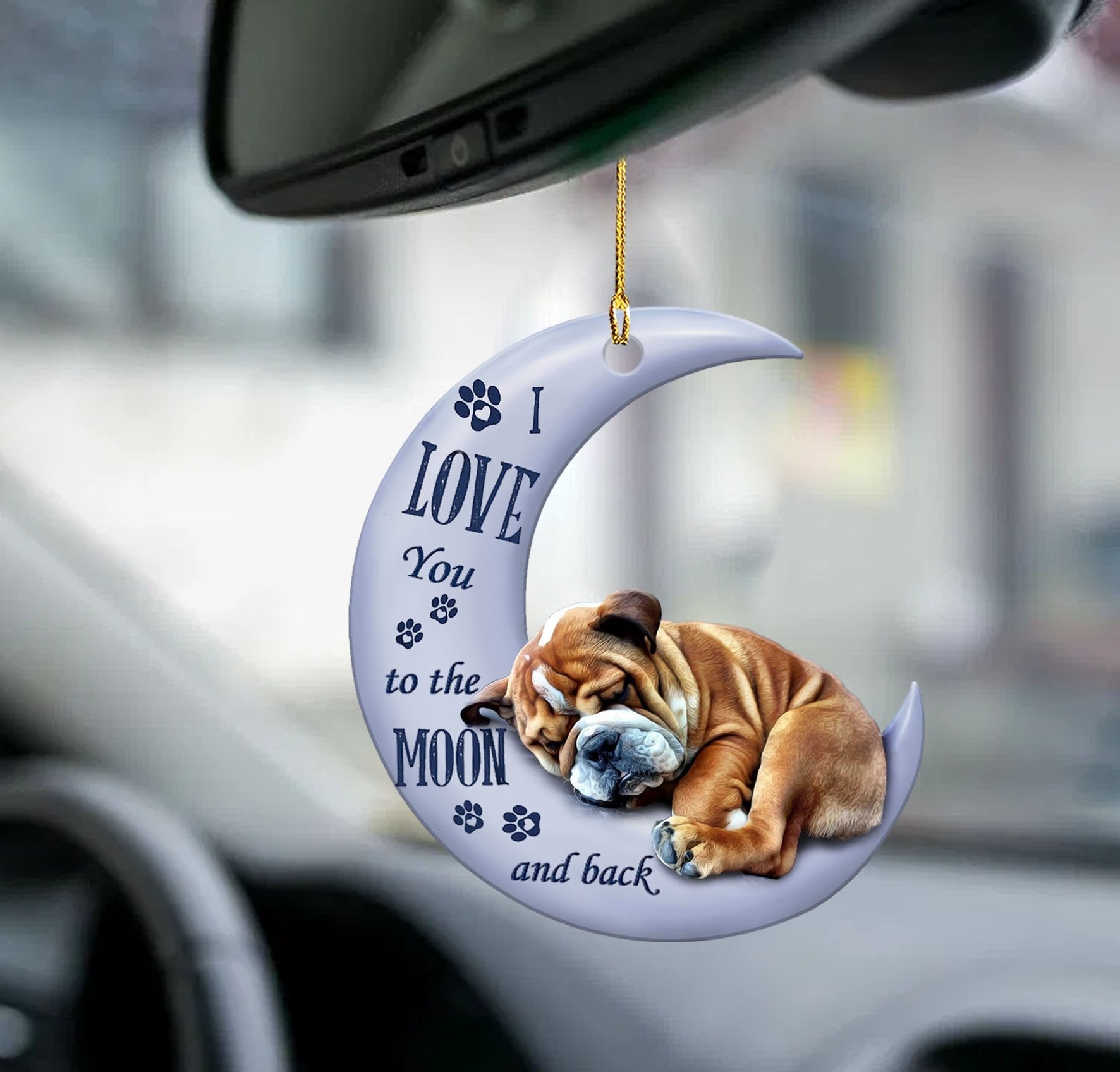 Bulldog Moon Back Bulldog Lover Dog Moms Two Sided Ornament - Best gifts your whole family