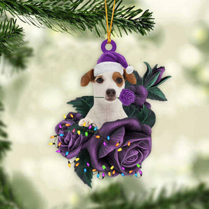 Jack Russell Terrier In Purple Rose Christmas Ornament Christmas Gift To Dog Lover - Best gifts your whole family