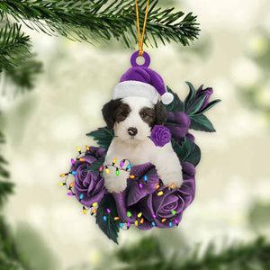 Old English Sheepdog In Purple Rose Christmas Ornament Christmas Gift To Dog Lover - Best gifts your whole family