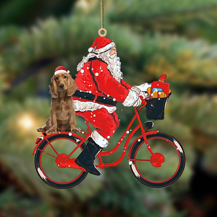 Santa Claus Riding A Bike With Cocker Spaniel (2)-Two Sided Ornament - Best gifts your whole family