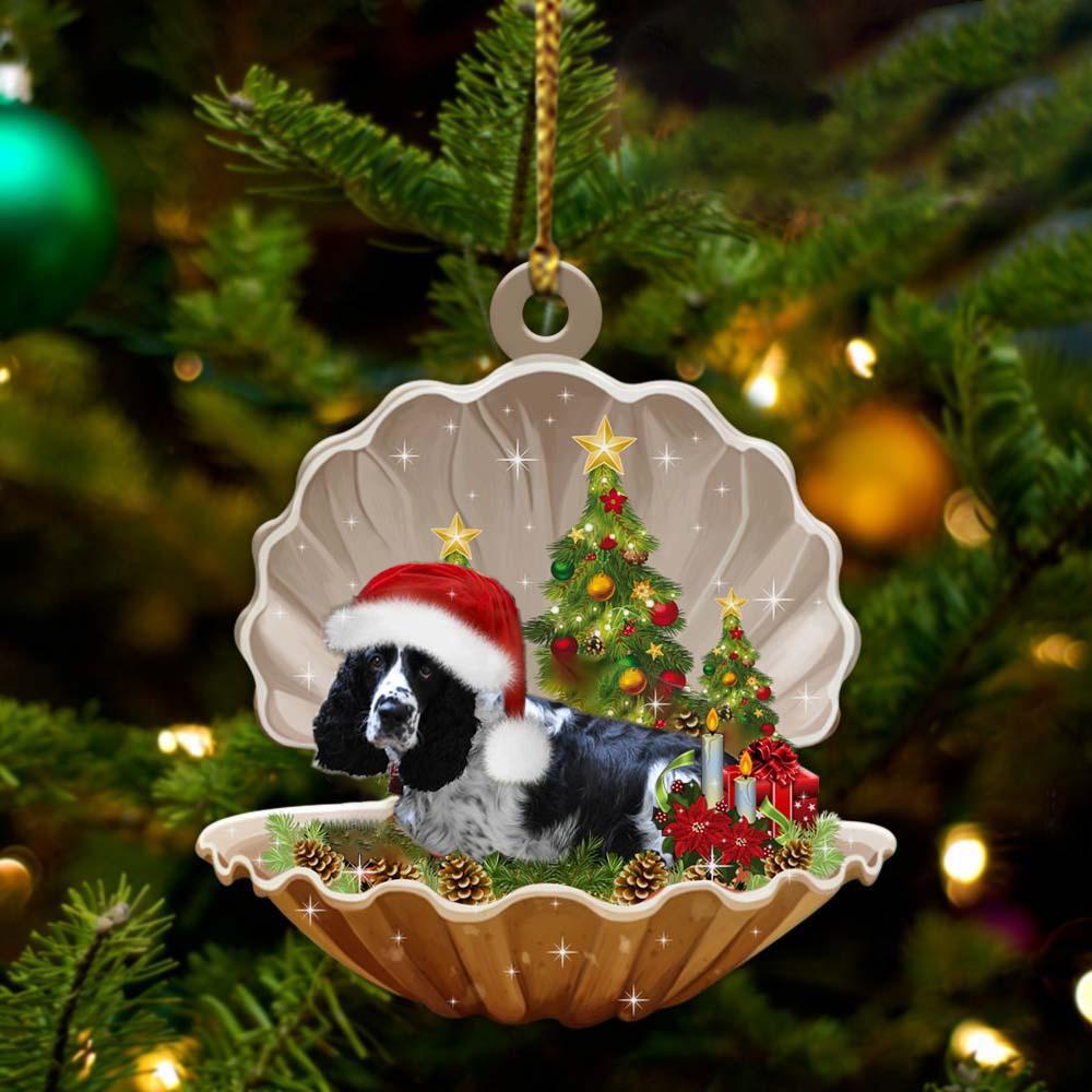 Black And White English Springer-Sleeping Pearl in Christmas Two Sided Ornament - Best gifts your whole family