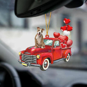 American Staffordshire Terrier-Red Sports Car-Two Sided Ornament - Best gifts your whole family