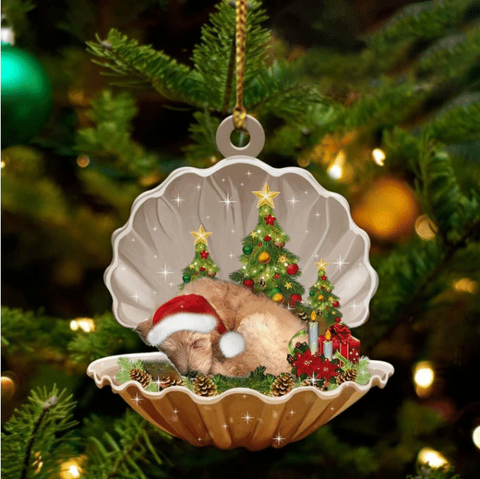 Cute Goldendoodle Sleeping in Pearl Dog Christmas Ornament Flat Acrylic - Best gifts your whole family