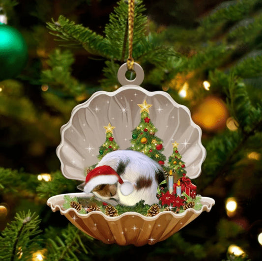 Cute Papillon Sleeping in Pearl Dog Christmas Ornament Flat Acrylic - Best gifts your whole family