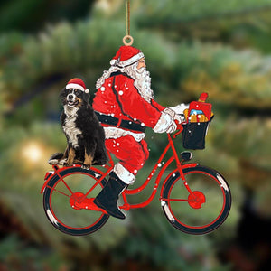 Santa Claus Riding A Bike With Bernese Mountain (2)-Two Sided Ornament - Best gifts your whole family