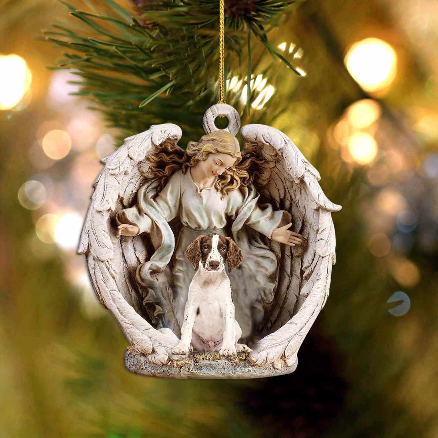 English Springer Spaniel (5)-Angel Hug Winter Love Two Sided Ornament - Best gifts your whole family