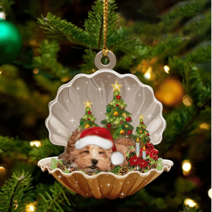 Cute Maltipoo Sleeping in Pearl Dog Christmas Ornament Flat Acrylic - Best gifts your whole family