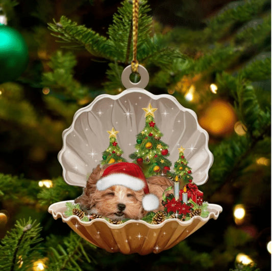 Cute Maltipoo Sleeping in Pearl Dog Christmas Ornament Flat Acrylic - Best gifts your whole family