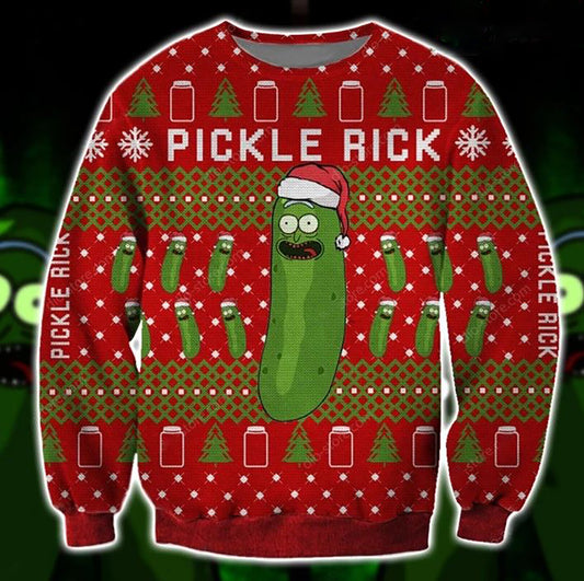Pickle Rick 3D Christmas Ugly Sweater, Christmas Ugly Sweater, Christmas Gift, Gift Christmas 2024