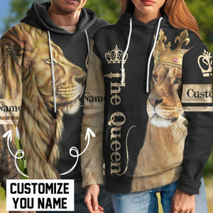 3D Lion Queen Custom Name Tshirt Hoodie Apparel