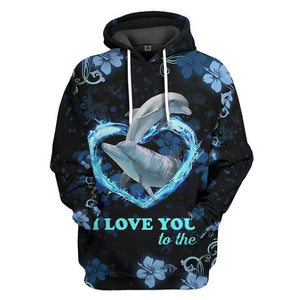 3D I Love You Couple Dolphin Tshirt Hoodie Apparel