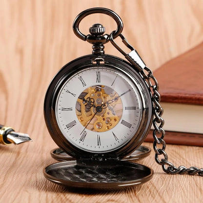 Christmas Gift Smooth Mechanical Pocket Watch Full Luxury Gold Color Men Women Stylish Retro