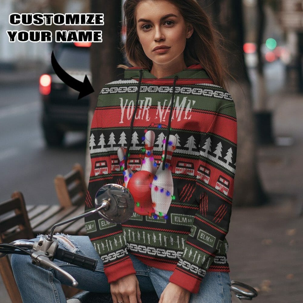3D Custom Bowling Hässliche Weihnachten T-Shirt Hoodie Bekleidung