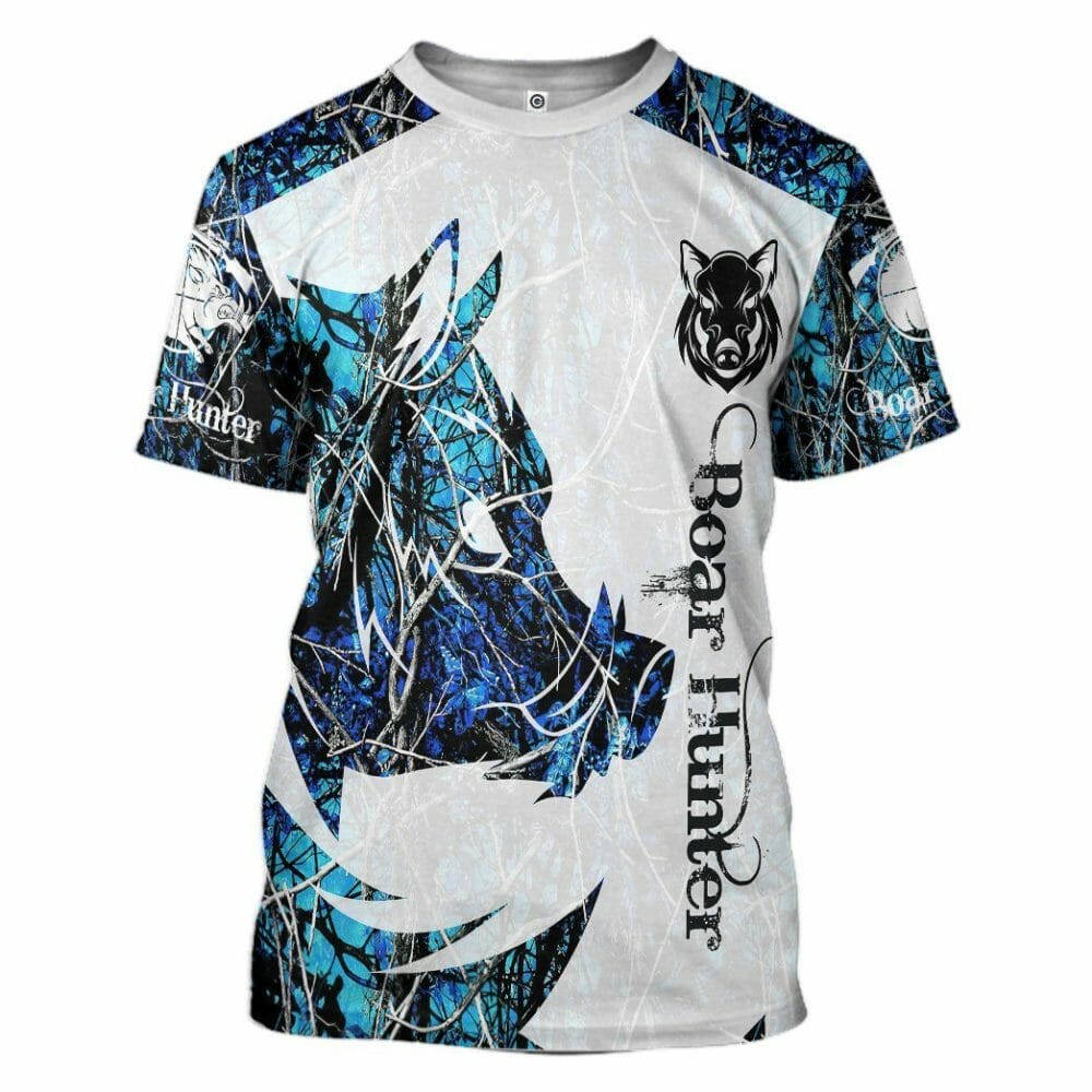 3D Wildschwein Jäger Blau Benutzerdefinierte T-shirt Hoodie Bekleidung
