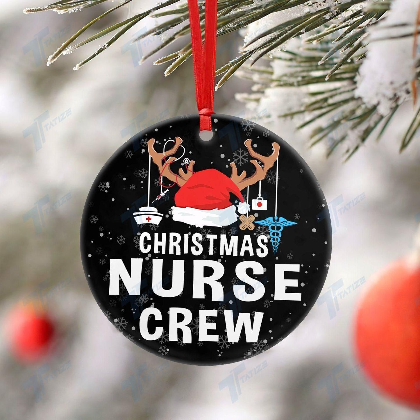 Christmas Nurse Crew Circle Ornament, Christmas Gift, Christmas Decoration