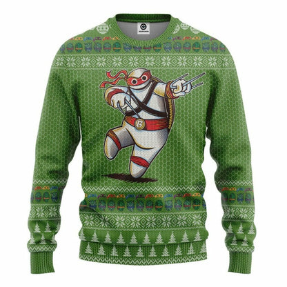 3D Big Ninja 6 Ugly Christmas Sweater Custom Tshirt Hoodie Apparel
