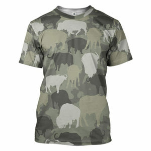 3D Bison Camo Custom Tshirt Hoodie Apparel