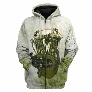 3D HD 1911 F Head Motorcycle Drag Racing Engine Custom Tshirt Hoodie Apparel