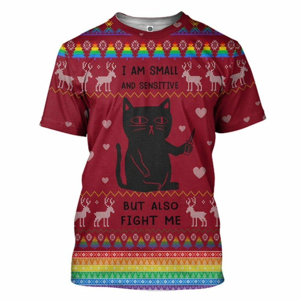 3D Ugly Christmas Ich bin klein und empfindlich, aber kämpfe auch gegen mich Custom Hoodie Bekleidung