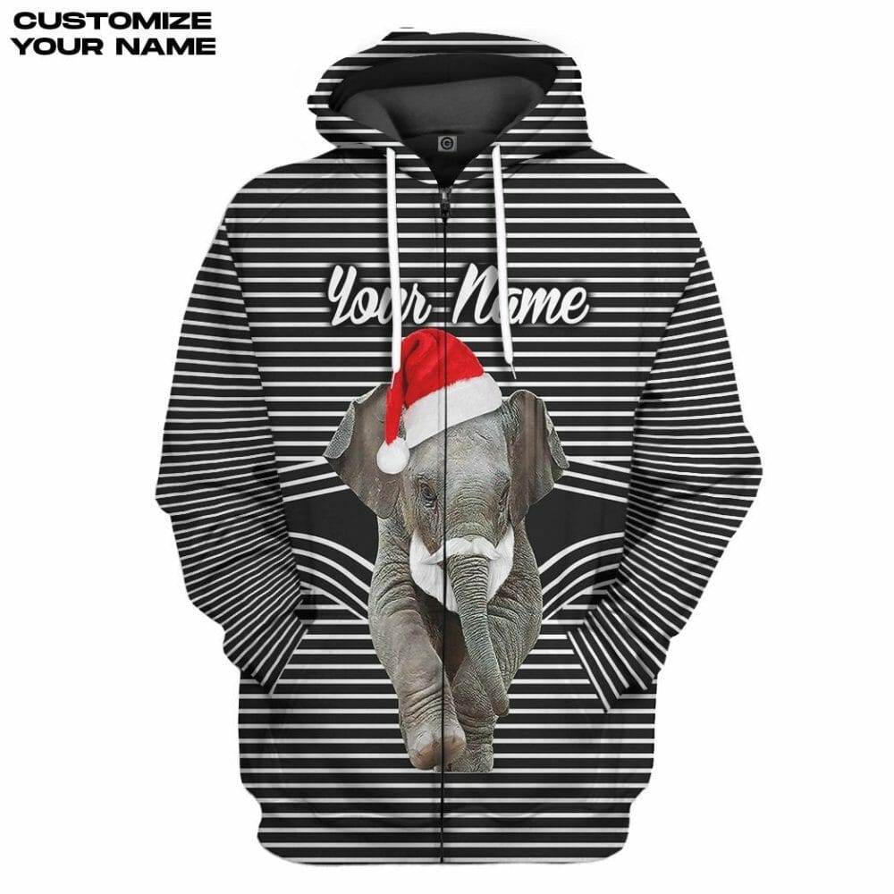 3D Elefant Weihnachten Custom T-Shirt Hoodie Bekleidung