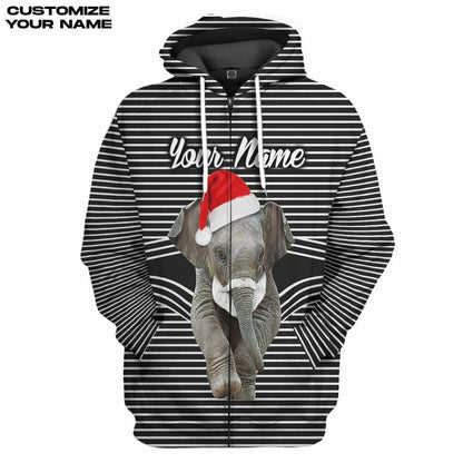 3D Elefant Weihnachten Custom T-Shirt Hoodie Bekleidung