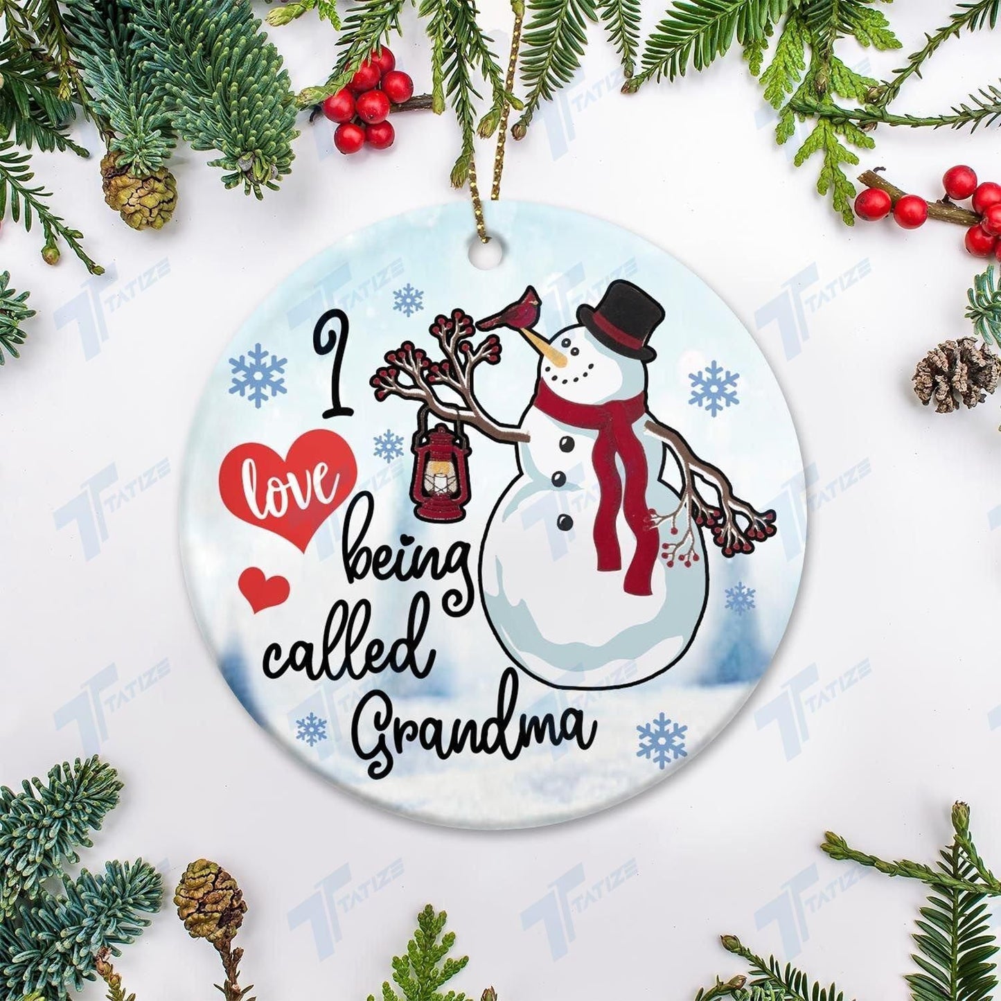 Christmas I Love Being Called Grandma Circle Ornament, Christmas Gift, Christmas Decoration