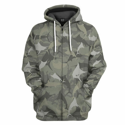 3D Marlin Camo Custom Tshirt Hoodie Apparel