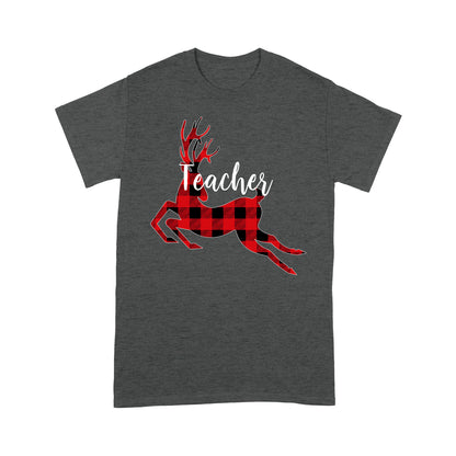 Christmas Reindeer Buffalo Plaid Teacher Funny Gift Tee Shirt Gift For Christmas