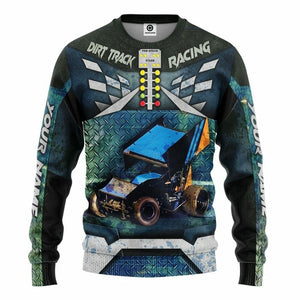 3D Dirt Track Racing Custom Name Tshirt Hoodie Apparel