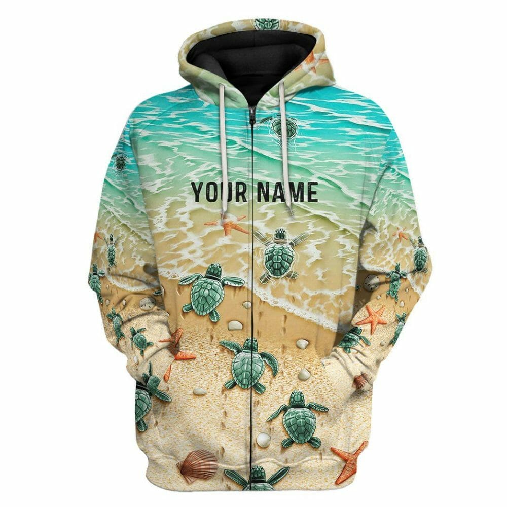 3D Sea Turtle Custom Name Tshirt Hoodie Apparel