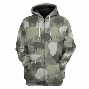 3D Bison Camo Custom Tshirt Hoodie Apparel