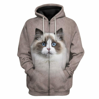 3D Ragdoll Cat Tshirt Hoodie Apparel