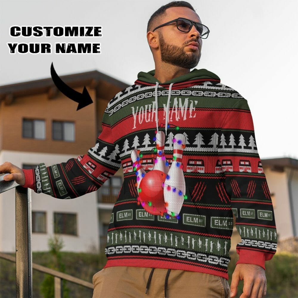 3D Custom Bowling Hässliche Weihnachten T-Shirt Hoodie Bekleidung