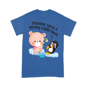 Fishing You A Beary Christmas Funny Polar Bear And Penguin  Tee Shirt Gift For Christmas