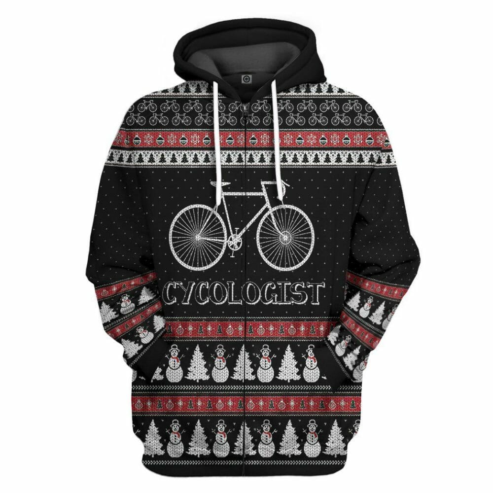 3D Hässlicher Weihnachts-Cycologist-Hoodie mit Aufschrift „Cycologist“