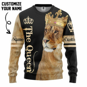 3D Lion Queen Custom Name Tshirt Hoodie Apparel