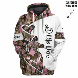 3D His Doe Valentine Custom Name Tshirt Hoodie Apparel