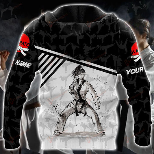 Female Karate Cross Black Personalized 3D Hoodie, Christmas Ugly Sweater, Christmas Gift, Gift Christmas 2024