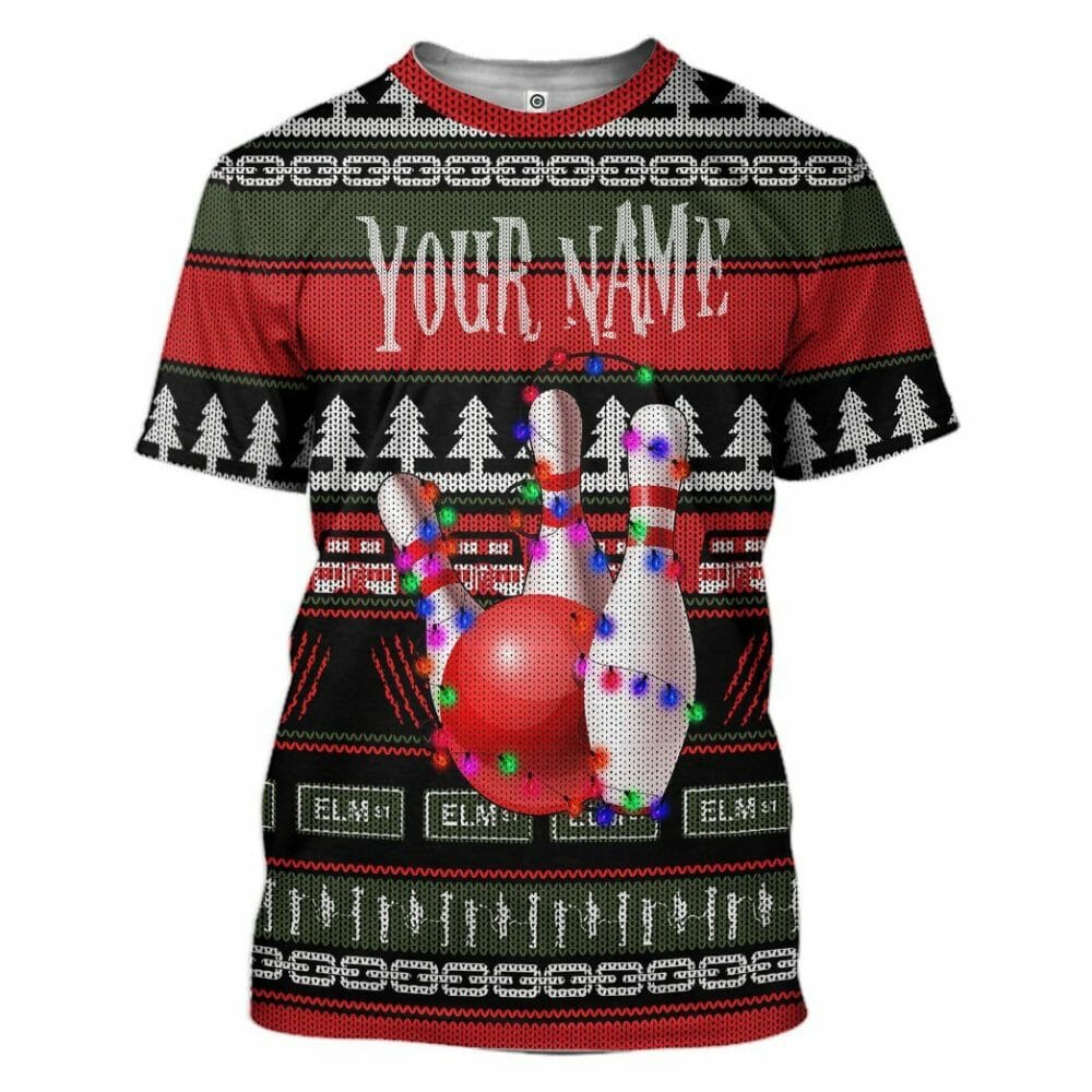 3D Custom Bowling Hässliche Weihnachten T-Shirt Hoodie Bekleidung