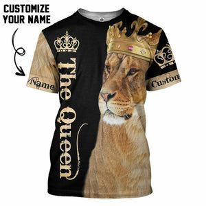 3D Lion Queen Custom Name Tshirt Hoodie Apparel