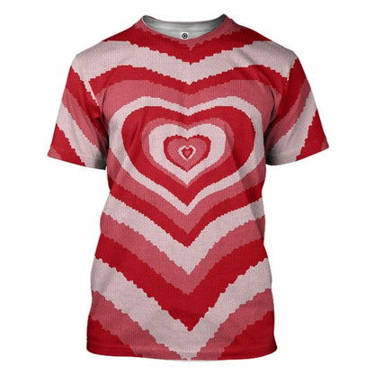 3D Red Heart Wave Custom Sweater