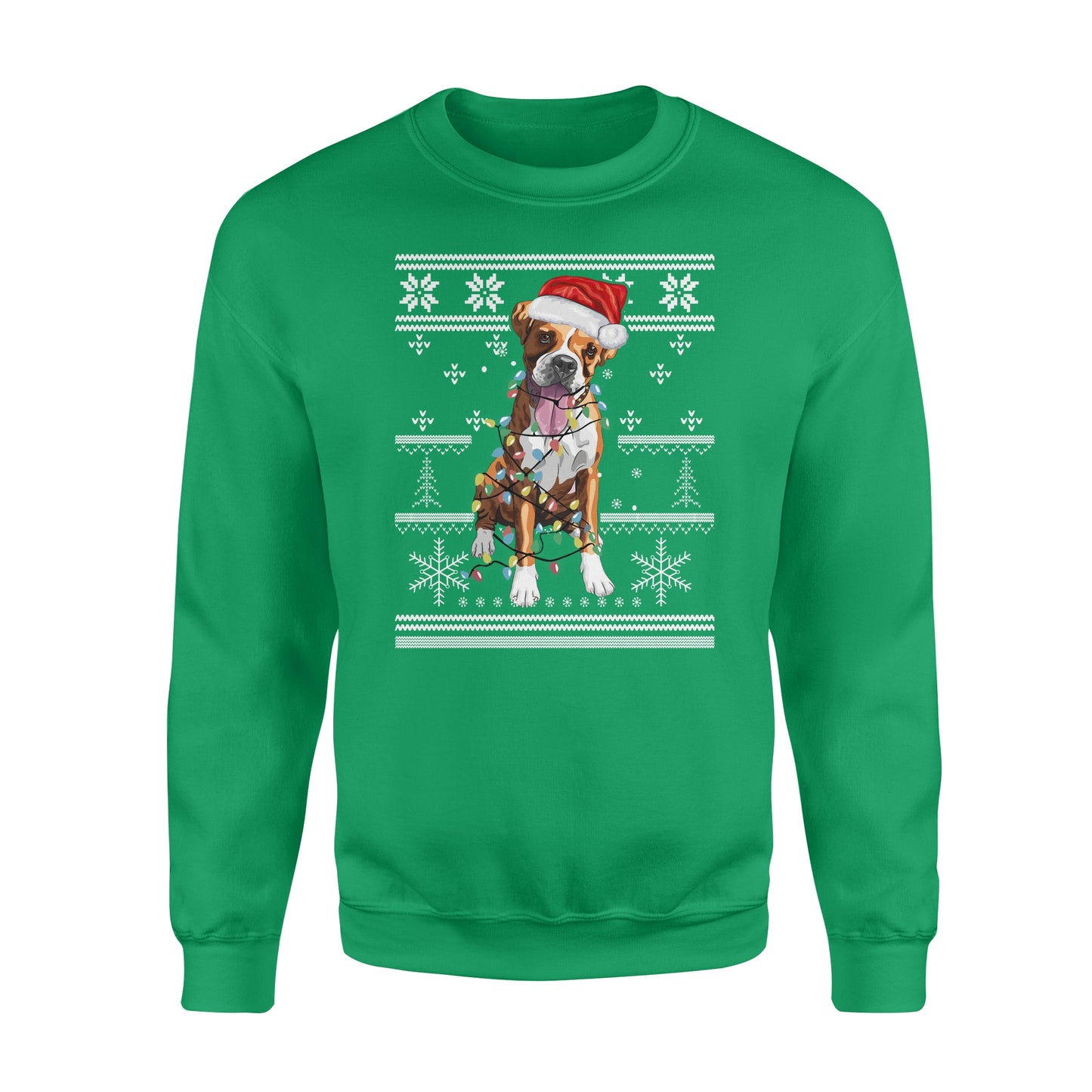 Boxer with christmas light sweater for dog lovers funny sweatshirt gifts christmas ugly sweater for men and women
