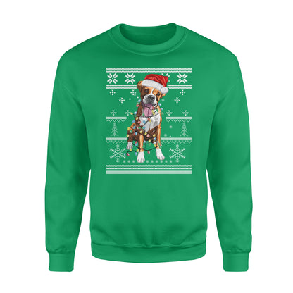 Boxer with christmas light sweater for dog lovers funny sweatshirt gifts christmas ugly sweater for men and women