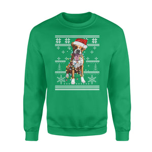 Boxer with christmas light sweater for dog lovers funny sweatshirt gifts christmas ugly sweater for men and women